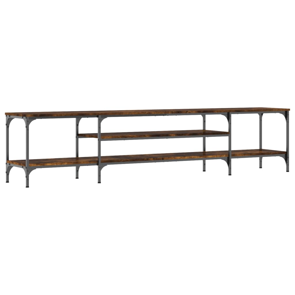 Meuble TV chêne fumé 201x35x45 cm bois d'ingénierie et fer - XIOS