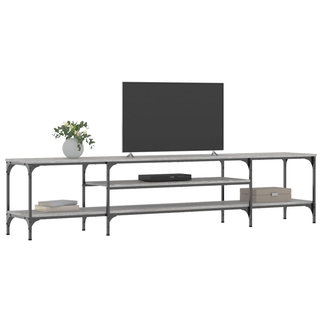 Meuble TV sonoma gris 201x35x45 cm bois d'ingénierie et fer - XIOS
