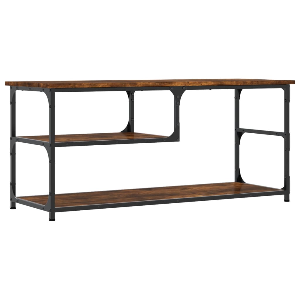 Meuble TV chêne fumé 103x38x46,5 cm bois d'ingénierie et acier - XIOS