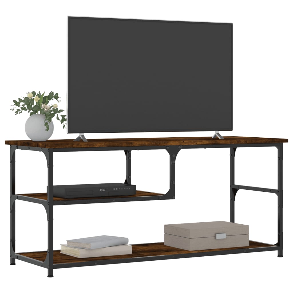 Meuble TV chêne fumé 103x38x46,5 cm bois d'ingénierie et acier - XIOS