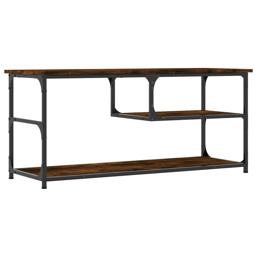 Meuble TV chêne fumé 103x38x46,5 cm bois d'ingénierie et acier - XIOS