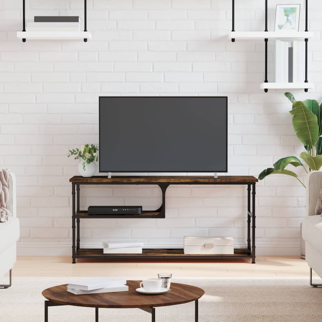 Meuble TV chêne fumé 103x38x46,5 cm bois d'ingénierie et acier - XIOS