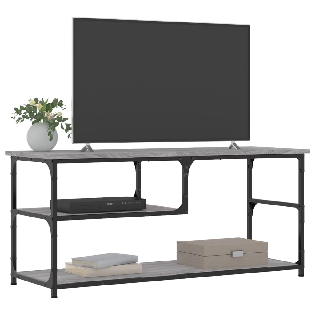 Meuble TV sonoma gris 103x38x46,5 cm bois d'ingénierie et acier - XIOS