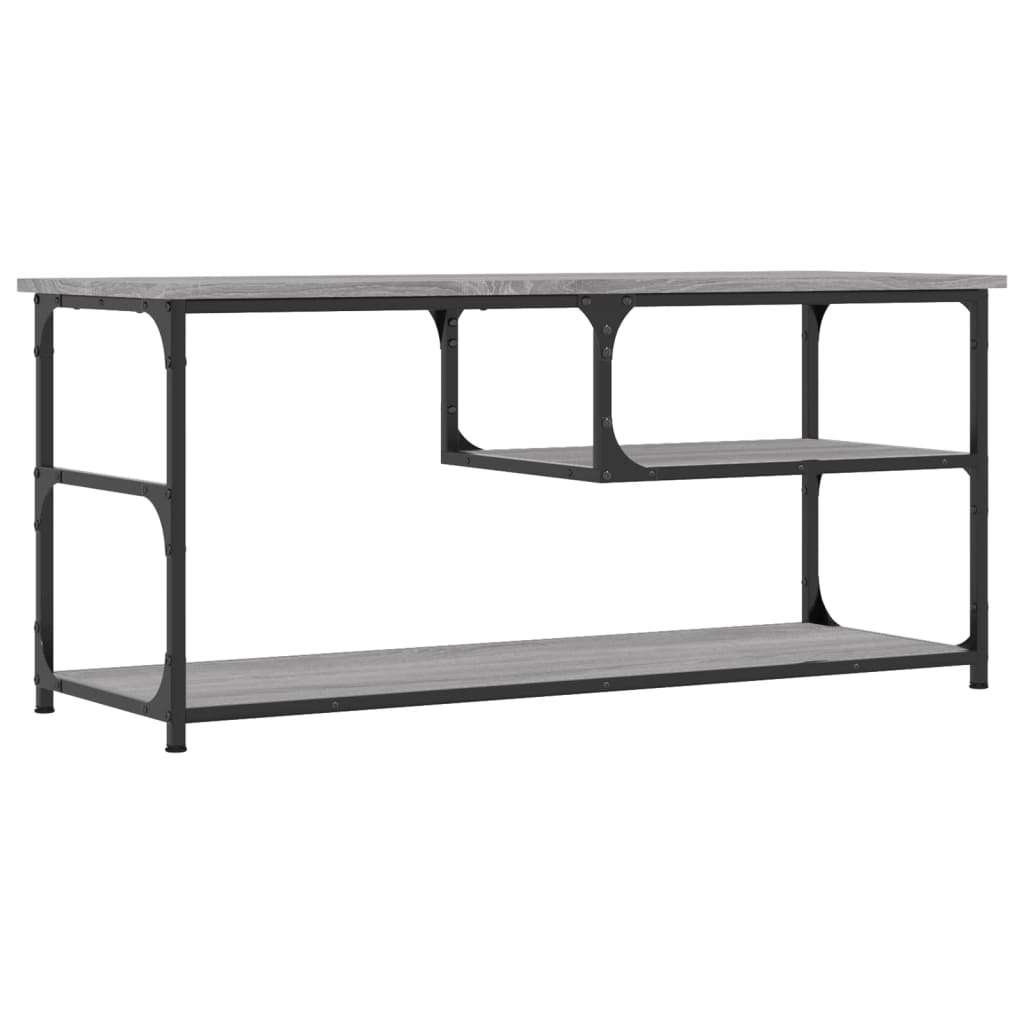 Meuble TV sonoma gris 103x38x46,5 cm bois d'ingénierie et acier - XIOS