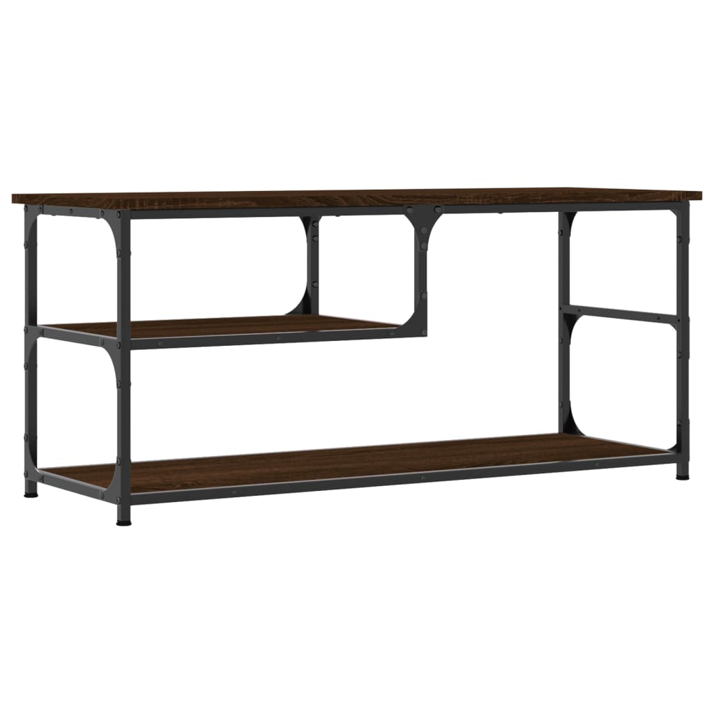 Meuble TV chêne marron 103x38x46,5cm bois d'ingénierie et acier - XIOS