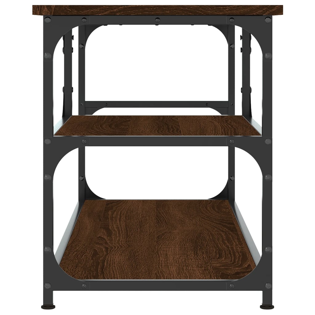 Meuble TV chêne marron 103x38x46,5cm bois d'ingénierie et acier - XIOS