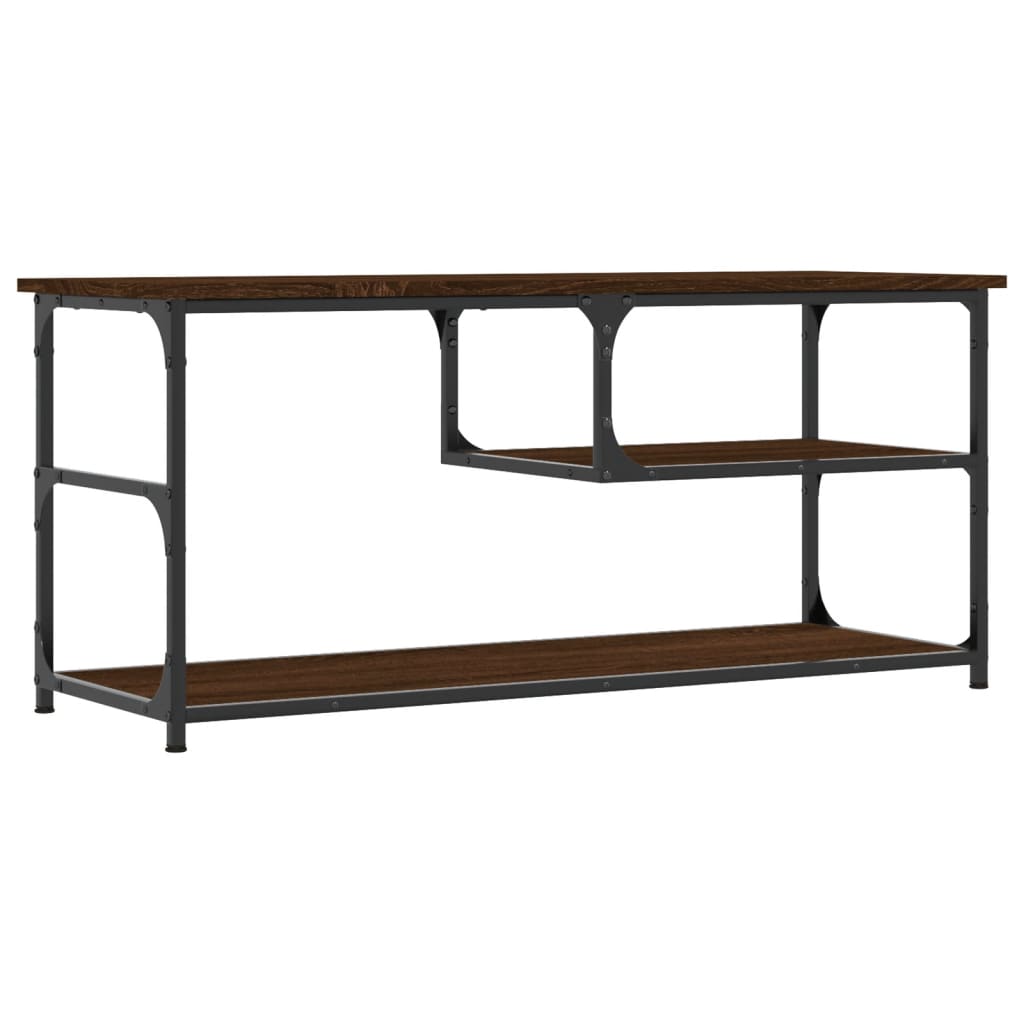 Meuble TV chêne marron 103x38x46,5cm bois d'ingénierie et acier - XIOS