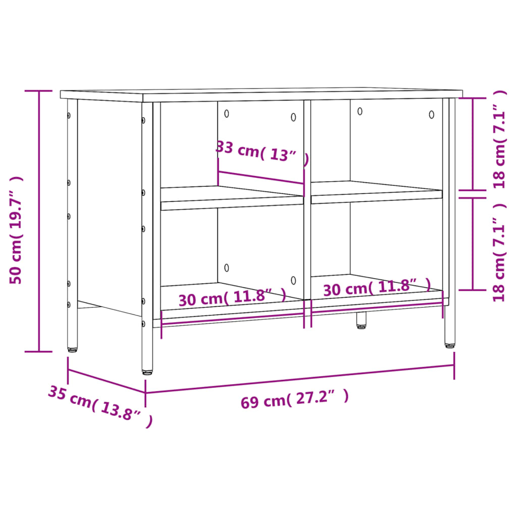 Armoire à chaussures chêne fumé 69x35x50 cm bois d'ingénierie - XIOS
