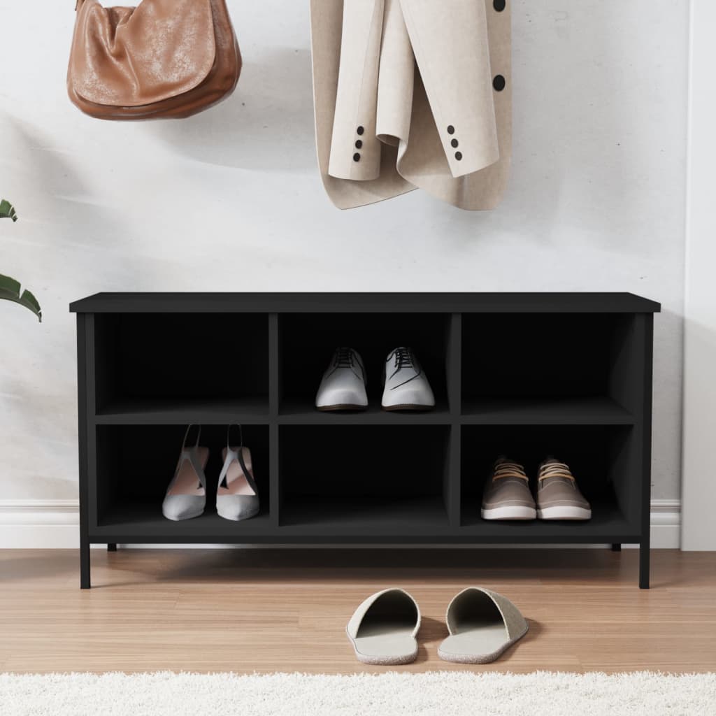 Armoire à chaussures noir 100x35x50 cm bois d'ingénierie - XIOS