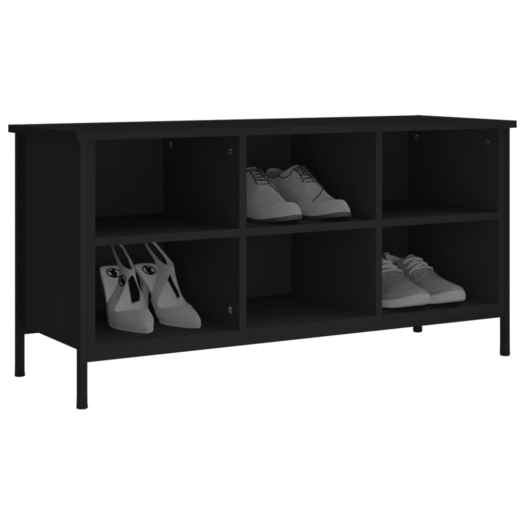 Armoire à chaussures noir 100x35x50 cm bois d'ingénierie - XIOS