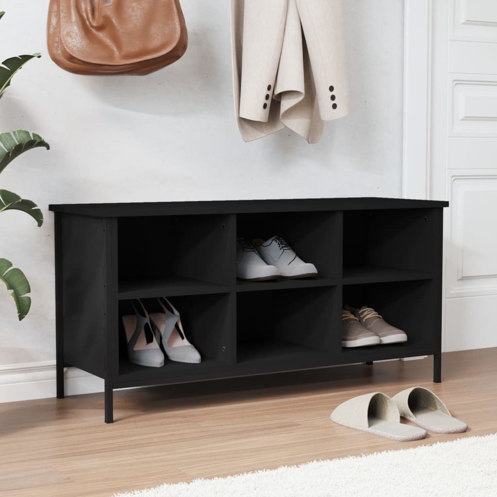 Armoire à chaussures noir 100x35x50 cm bois d'ingénierie - XIOS