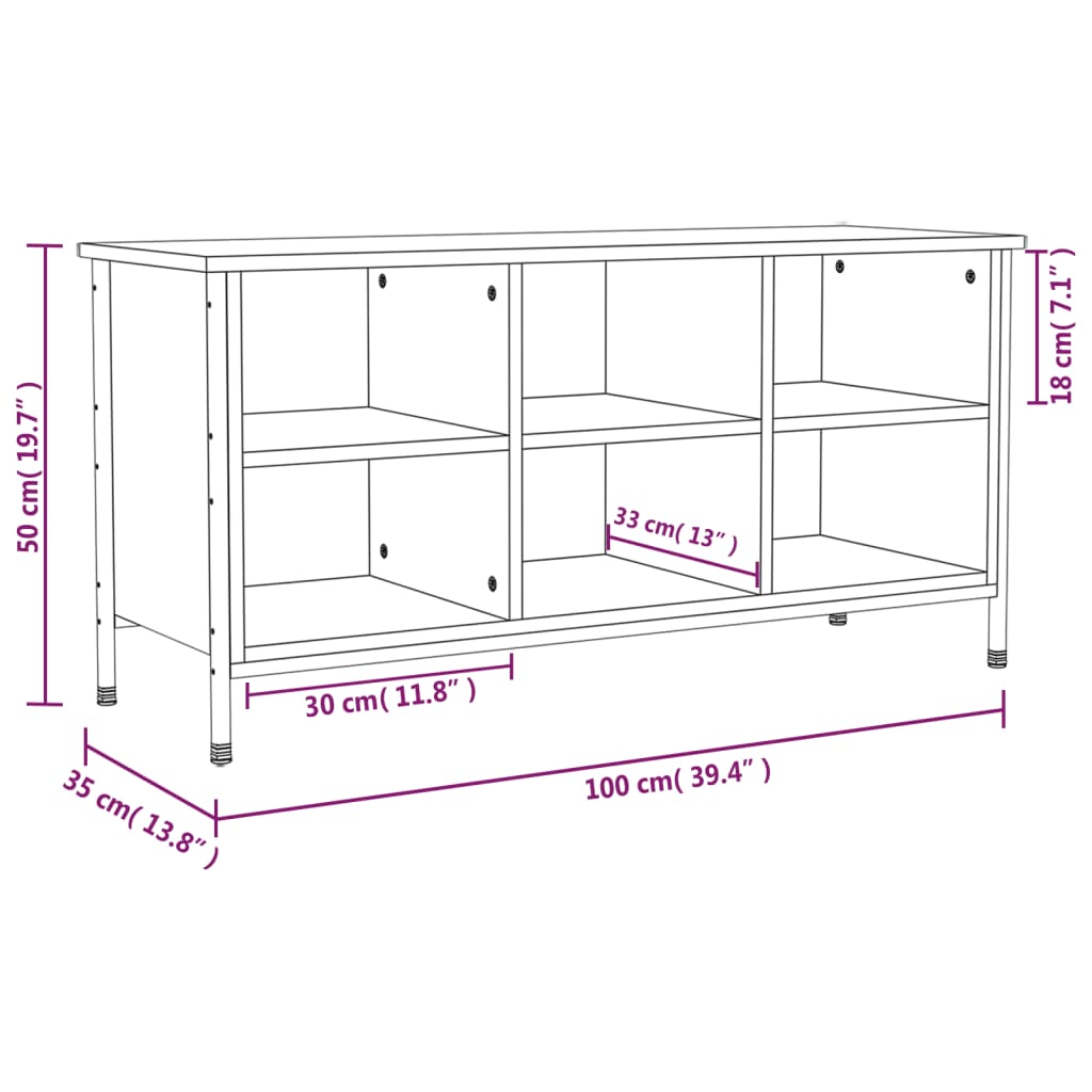 Armoire à chaussures chêne sonoma 100x35x50cm bois d'ingénierie - XIOS