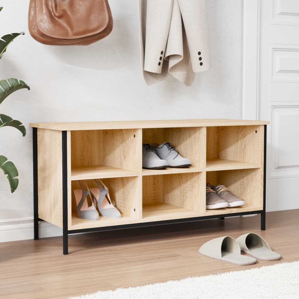 Armoire à chaussures chêne sonoma 100x35x50cm bois d'ingénierie - XIOS