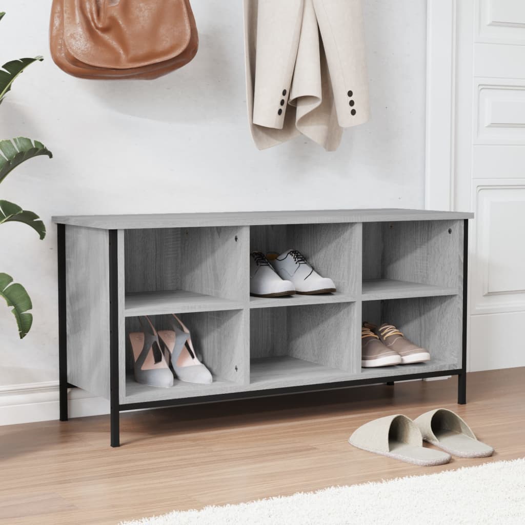 Armoire à chaussures sonoma gris 100x35x50 cm bois d'ingénierie - XIOS