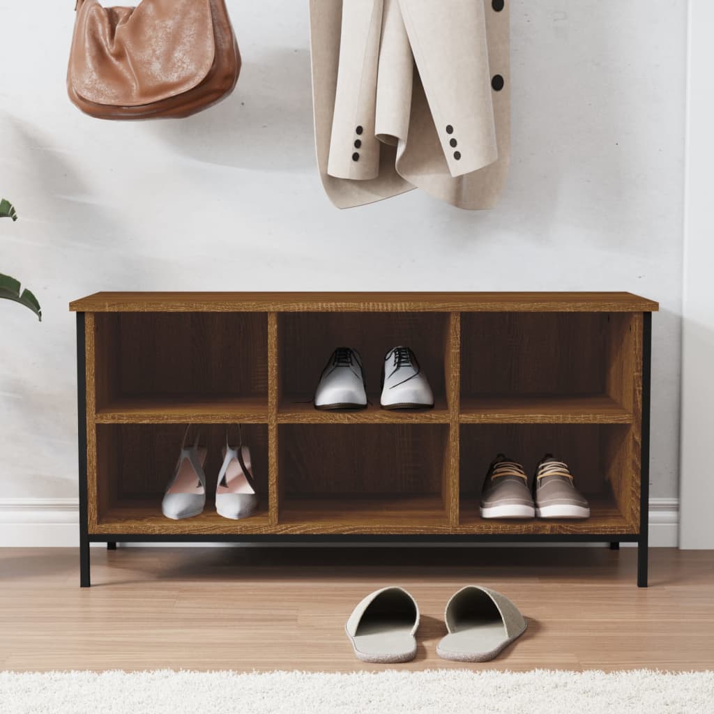 Armoire à chaussures chêne marron 100x35x50cm bois d'ingénierie - XIOS