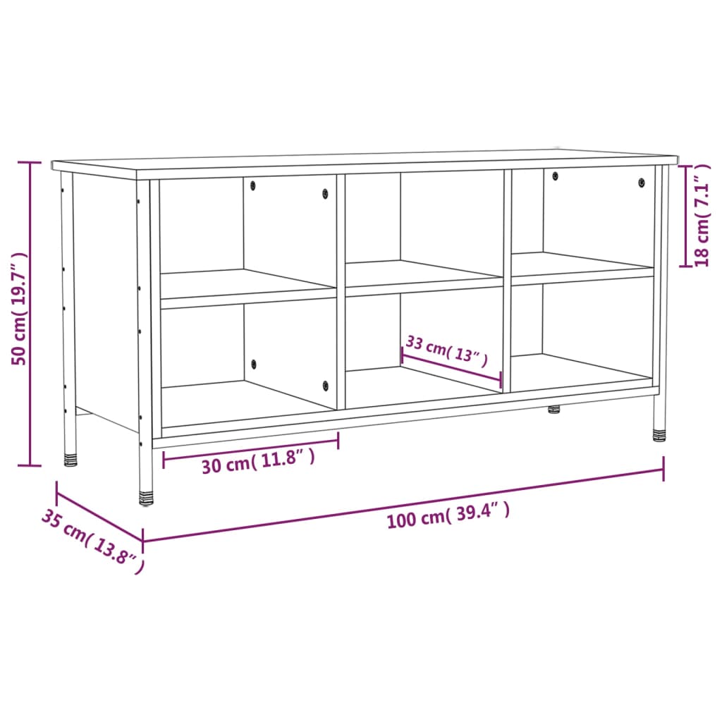 Armoire à chaussures chêne marron 100x35x50cm bois d'ingénierie - XIOS