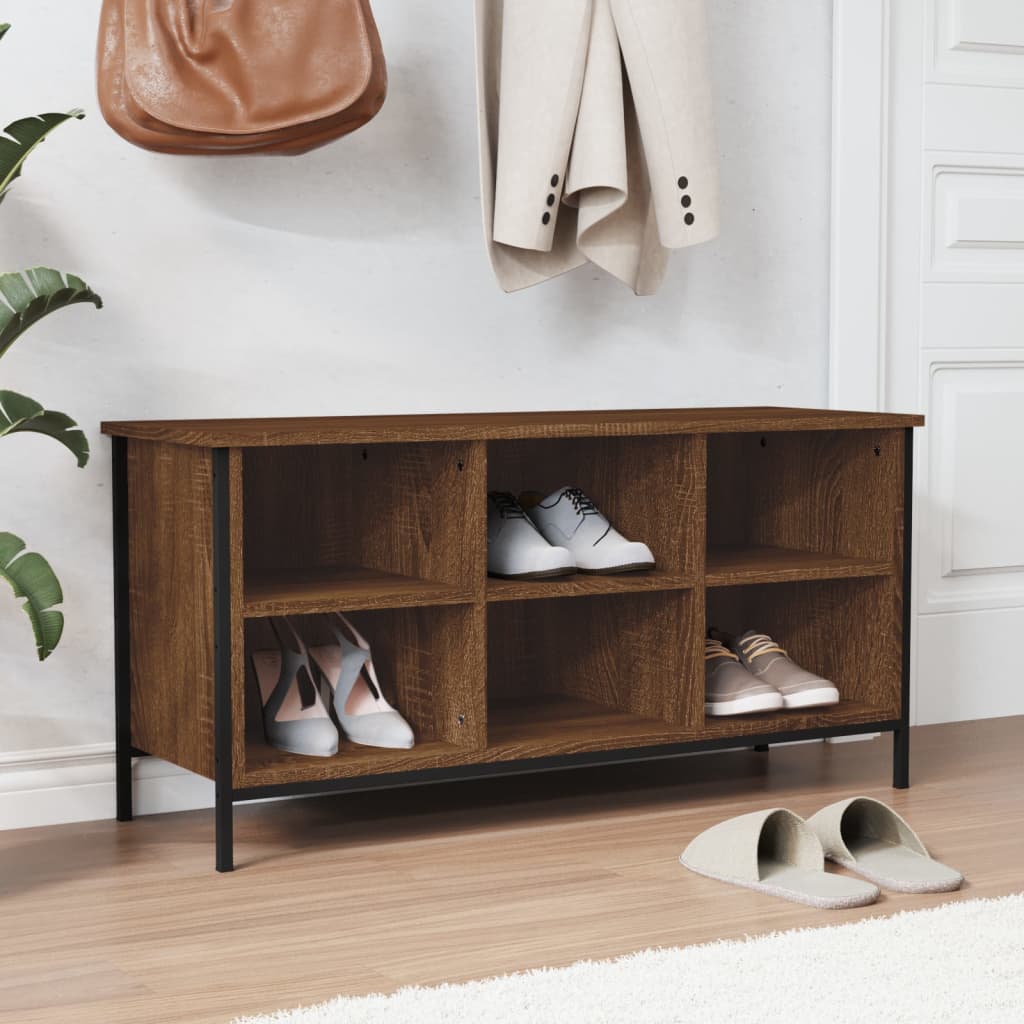 Armoire à chaussures chêne marron 100x35x50cm bois d'ingénierie - XIOS