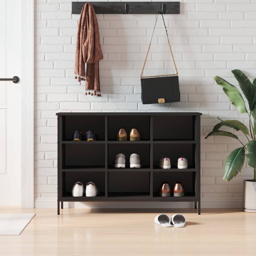 Armoire à chaussures noir 100x35x70 cm bois d'ingénierie - XIOS