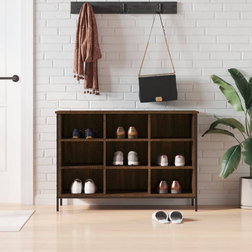 Armoire à chaussures chêne marron 100x35x70cm bois d'ingénierie - XIOS