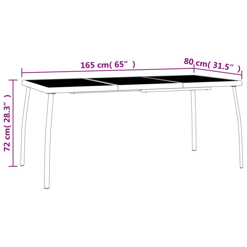 Table de jardin anthracite 165x80x72 cm Treillis d'acier Tables de jardin vidaXL