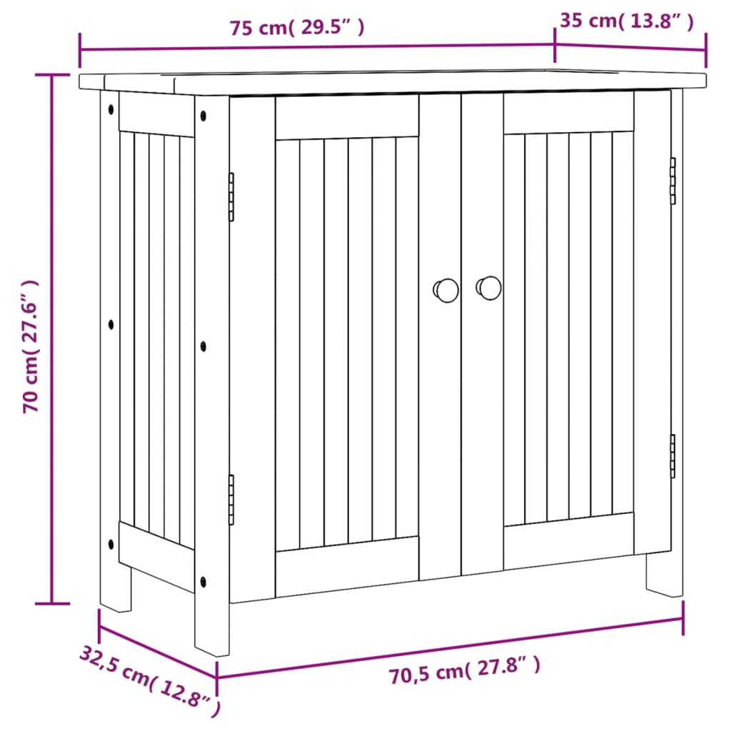 Armoire de jardin 75x35x70 cm bois massif d'acacia - XIOS