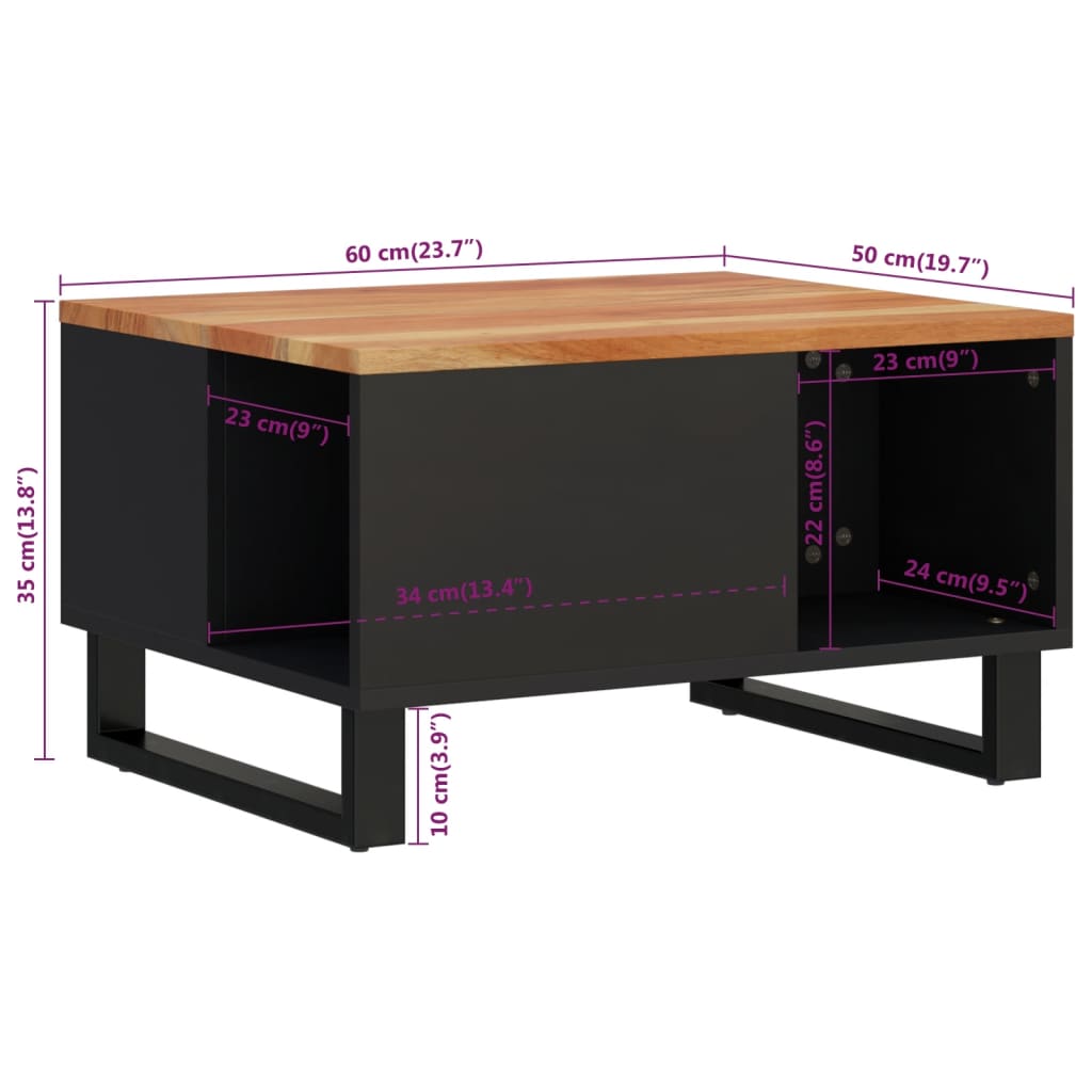 Table basse 60x50x35 cm bois massif d'acacia - XIOS