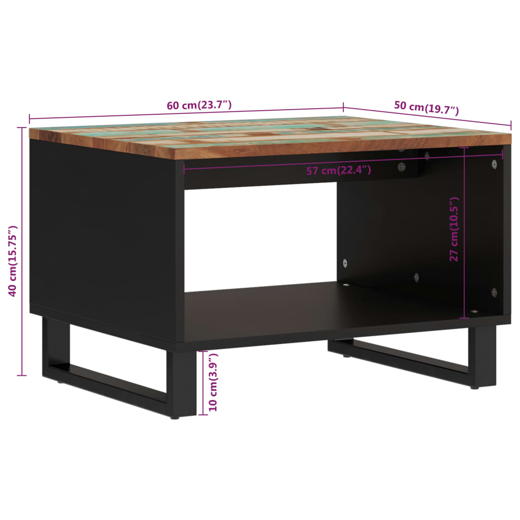 Table basse 60x50x40 cm bois de récupération massif - XIOS