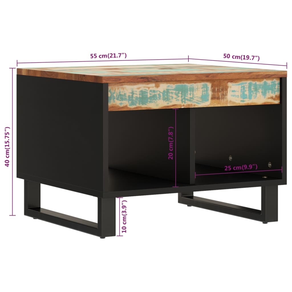 Table basse 55x50x40 cm bois de récupération massif - XIOS