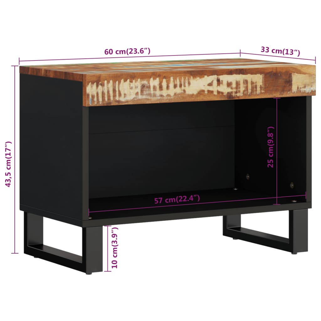 Meuble TV 60x33x43,5 cm bois massif de récupération - XIOS