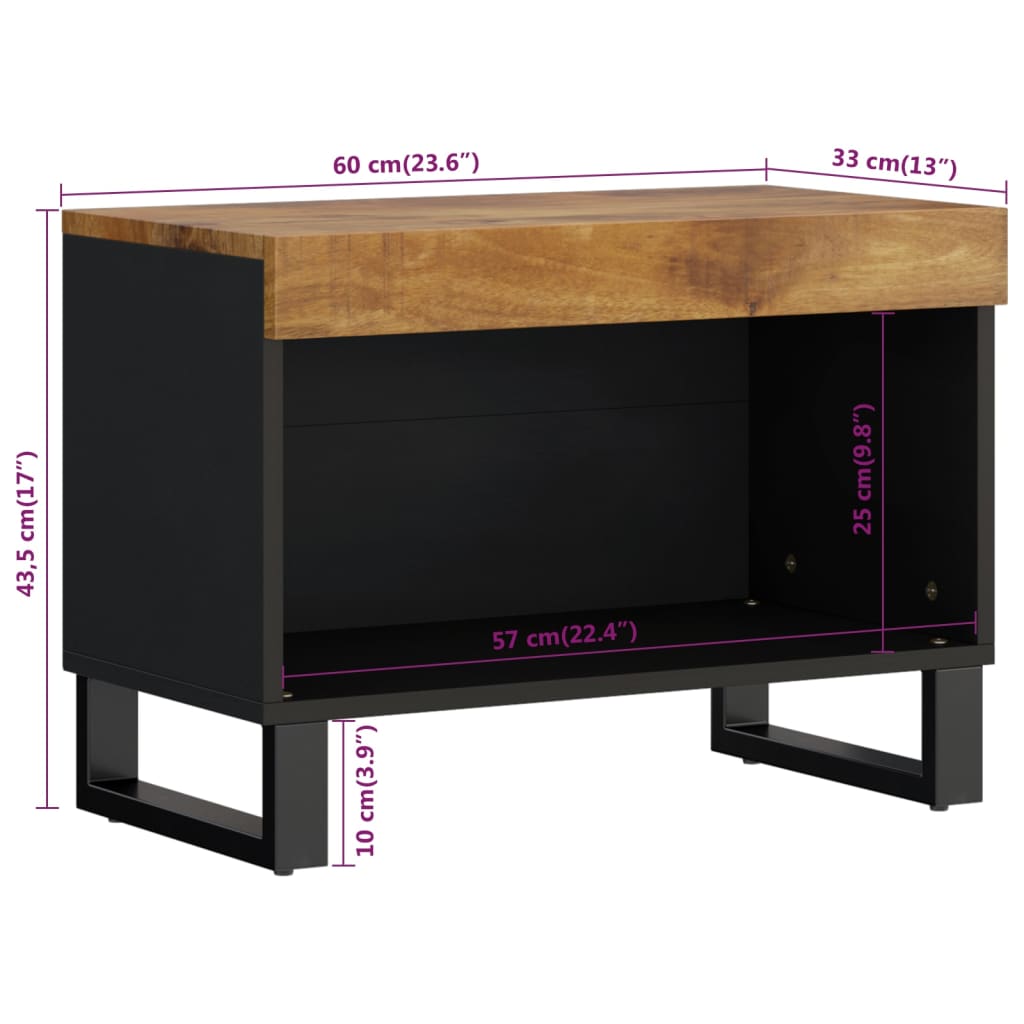 Meuble TV 60x33x43,5 cm bois massif de manguier - XIOS
