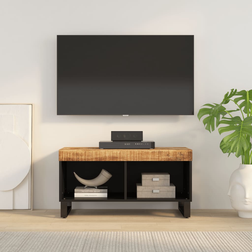 Meuble TV 85x33x43,5 cm bois massif de manguier Fixations & meubles de rangement multimédia vidaXL