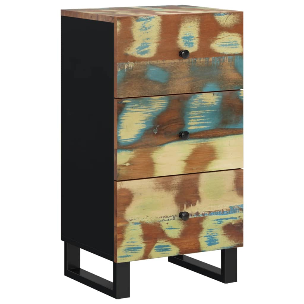Buffet avec 3 tiroirs 40x33,5x75 cm bois massif de récupération - XIOS
