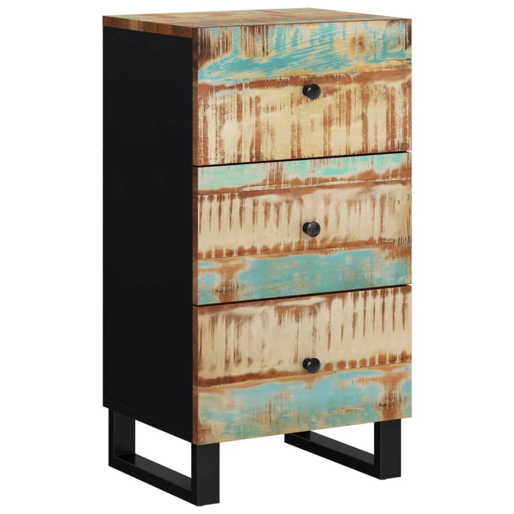 Buffet avec 3 tiroirs 40x33,5x75 cm bois massif de récupération - XIOS