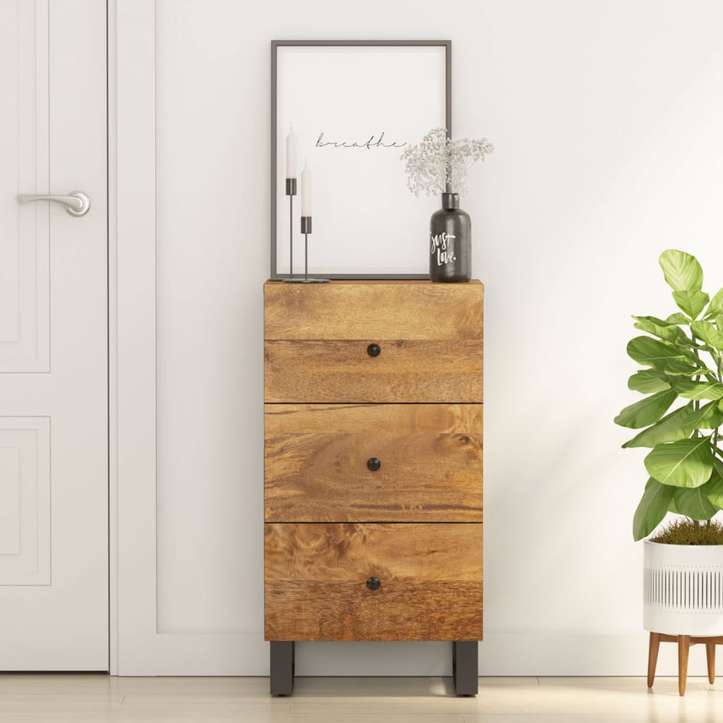 Buffet avec 3 tiroirs 40x33,5x75 cm bois massif de manguier - XIOS