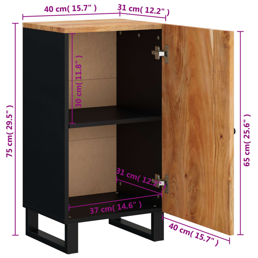 Buffet avec porte 40x31x75 cm bois massif d'acacia - XIOS