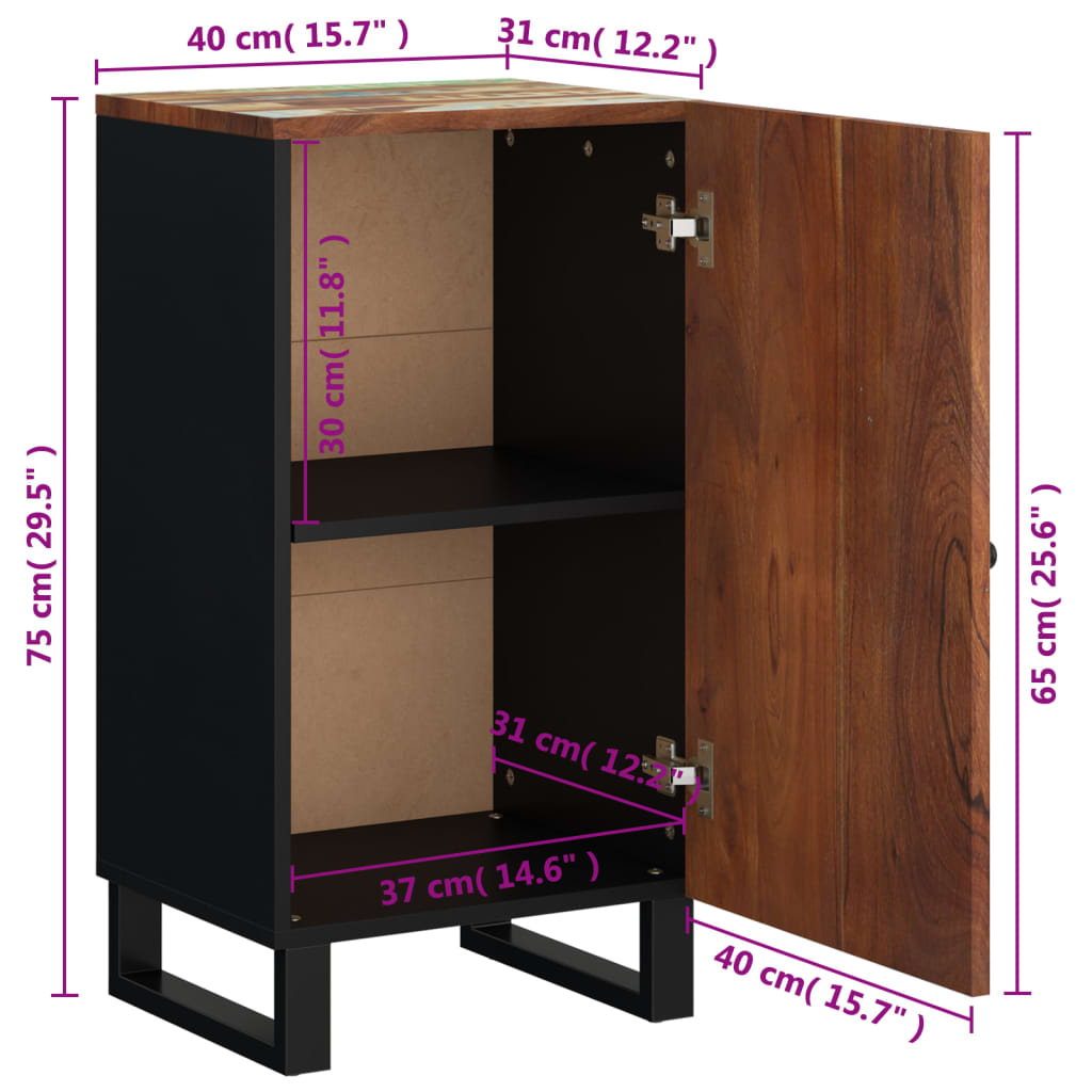Buffet avec porte 40x31x75 cm bois massif de récupération - XIOS