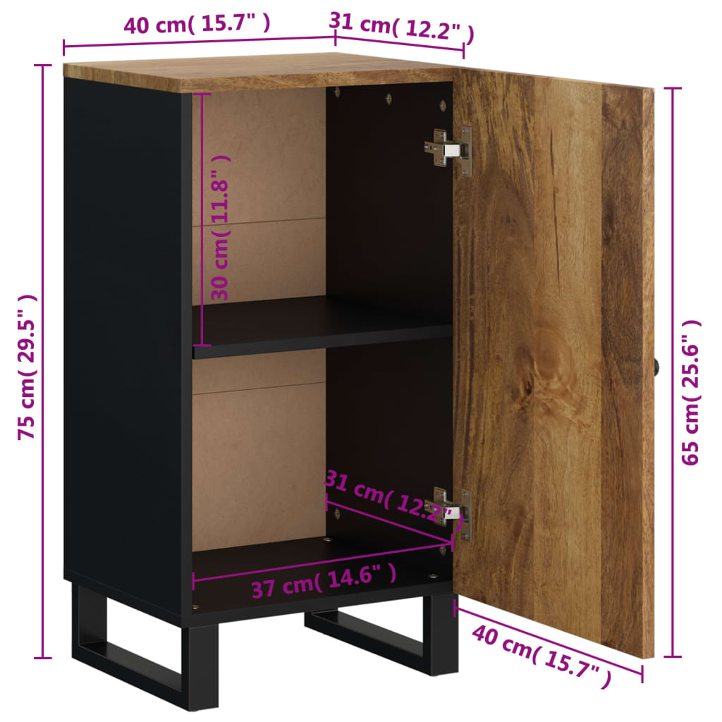 Buffet avec porte 40x31x75 cm bois massif de manguier - XIOS