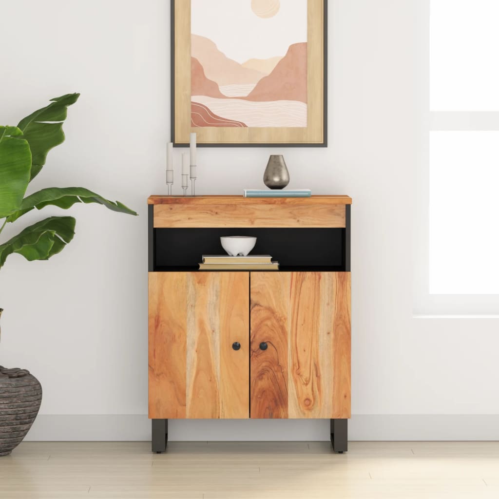 Buffet avec 2 portes 60x33x75 cm bois massif d'acacia - XIOS