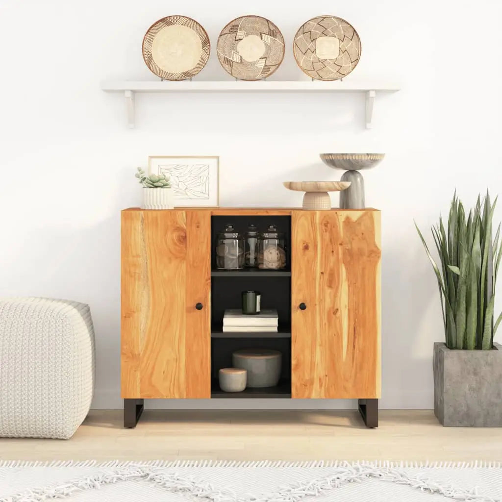 Buffet avec 2 portes 90x33x75 cm bois massif d’acacia - XIOS