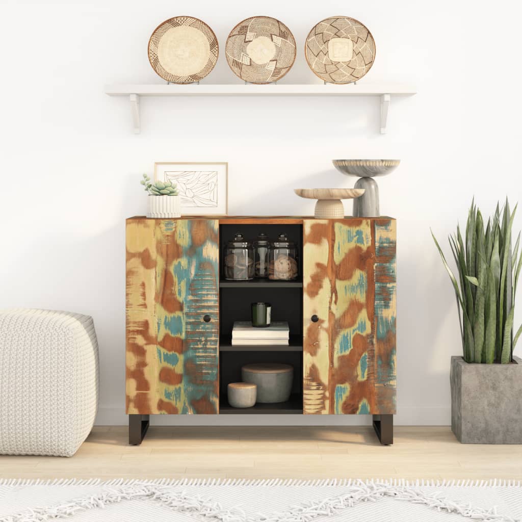 Buffet avec 2 portes 90x33x75 cm bois massif de récupération - XIOS