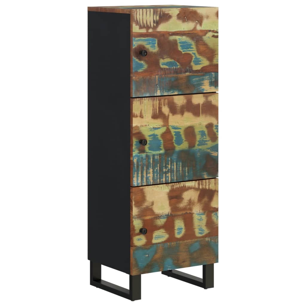 Buffet haut et tiroir 60x33x100 cm bois massif récupération/fer - XIOS