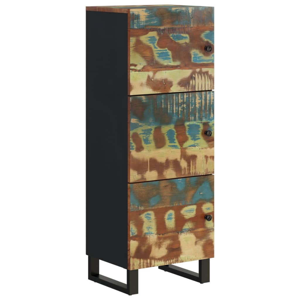 Buffet haut et tiroir 60x33x100 cm bois massif récupération/fer - XIOS