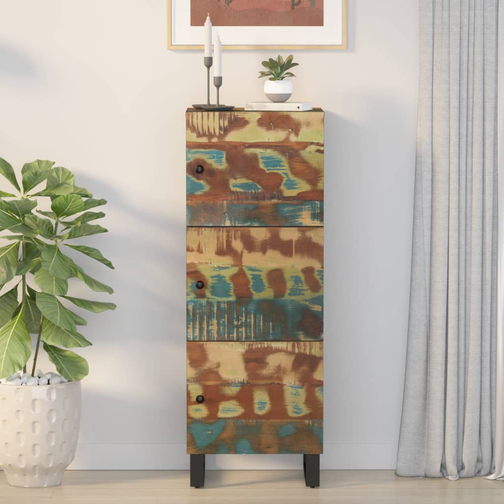 Buffet haut et tiroir 60x33x100 cm bois massif récupération/fer - XIOS