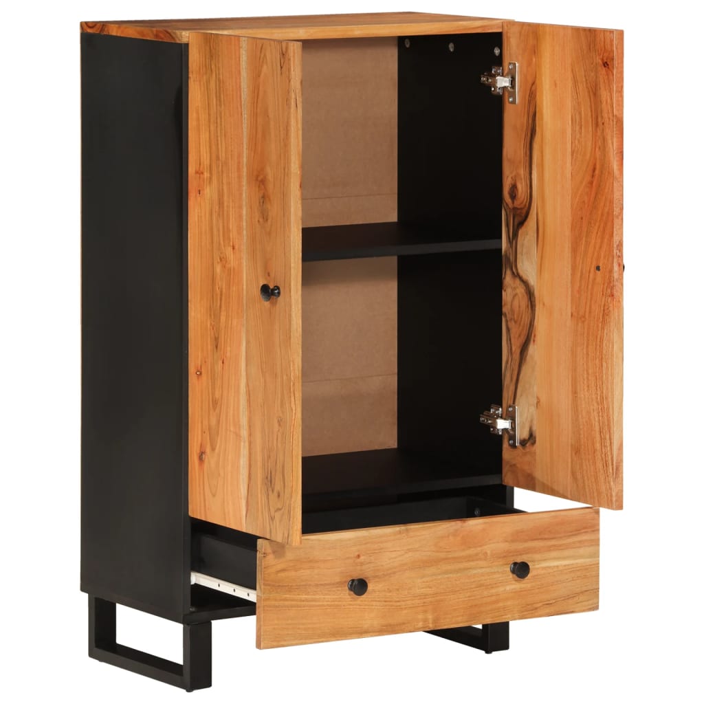 Buffet haut avec tiroir 60x33x100cm bois massif d'acacia et fer - XIOS