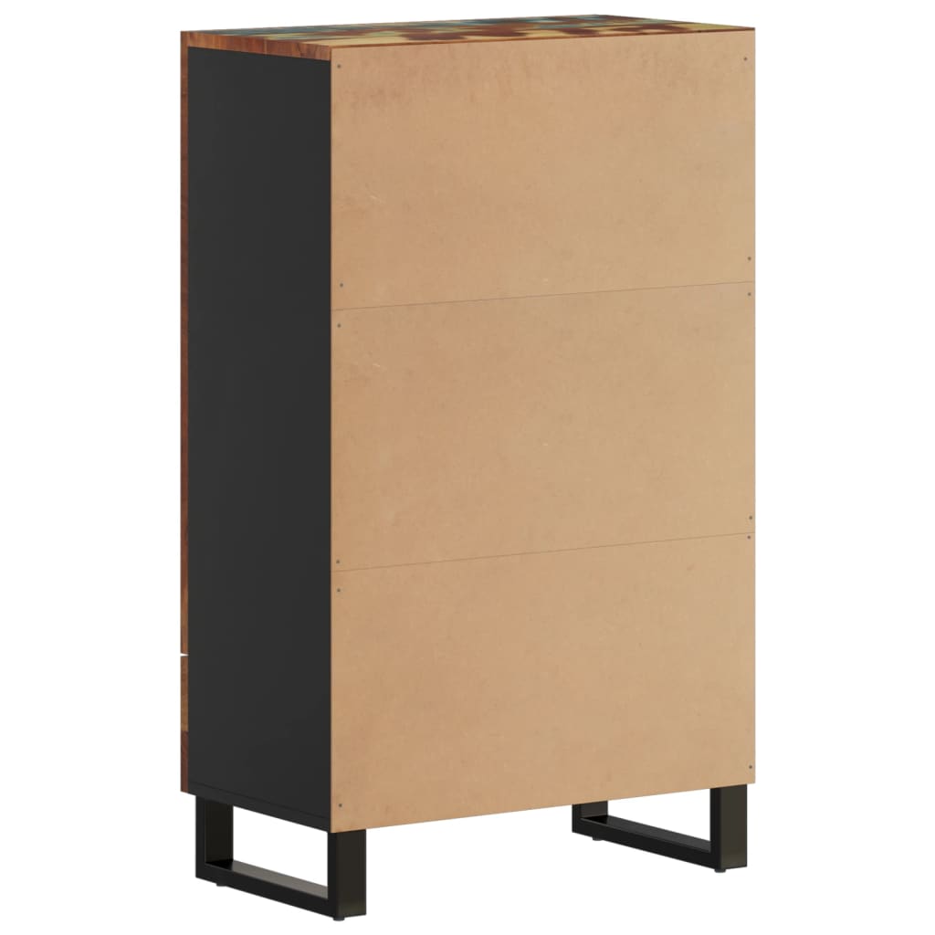 Buffet haut et tiroir 60x33x100 cm bois massif récupération/fer - XIOS