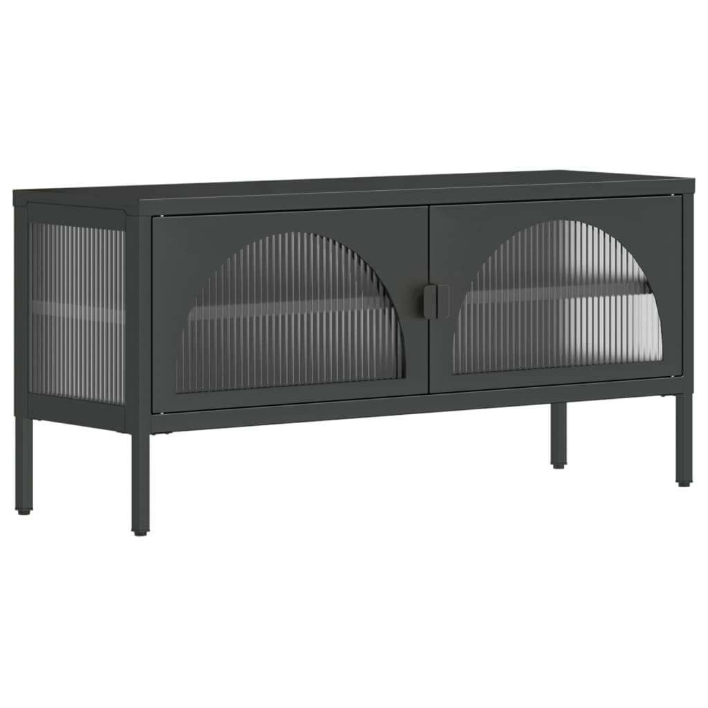 Meuble TV noir 105x35x50 cm verre et acier - XIOS