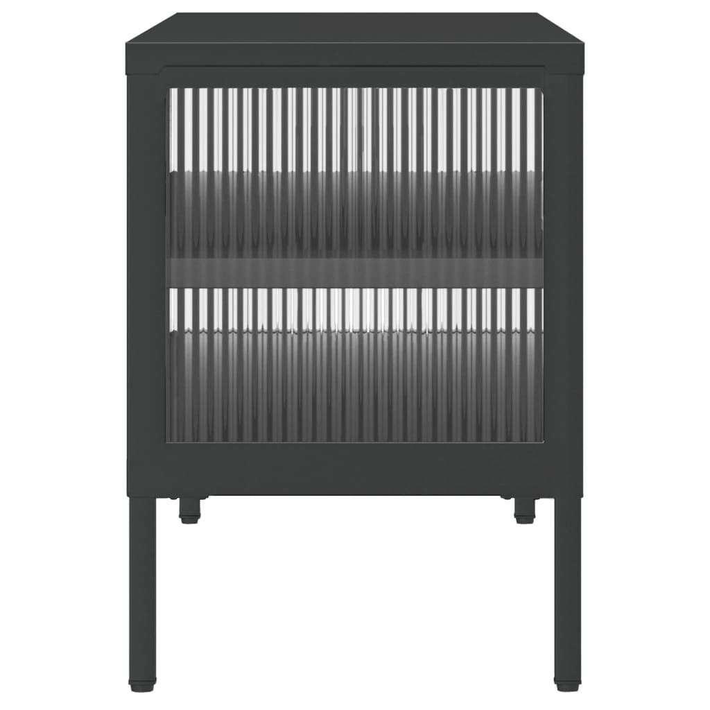 Meuble TV noir 105x35x50 cm verre et acier - XIOS
