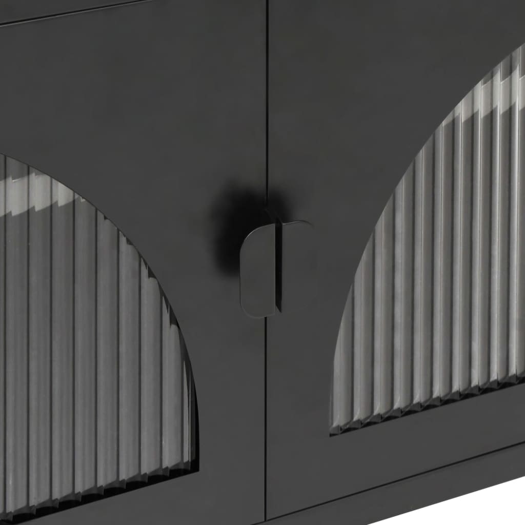 Meuble TV noir 105x35x50 cm verre et acier - XIOS