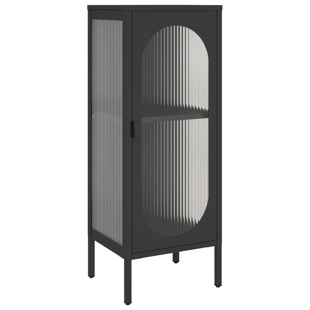 Buffet noir 40x35x105 cm verre et acier - XIOS