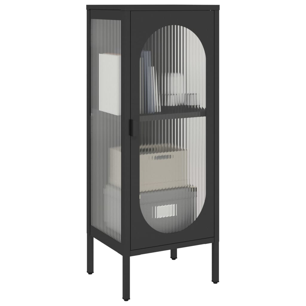 Buffet noir 40x35x105 cm verre et acier - XIOS